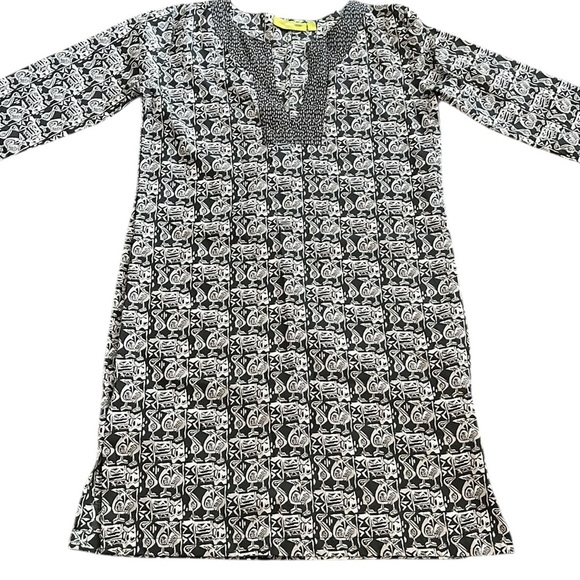 Rock Flower Paper Black and White Pattern Dress/ Tunic Size Large - Picture 3 of 7